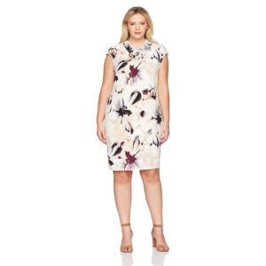 Calvin Klein Plus Size Printed Twist-Neckline Dress