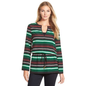 MICHAEL Michael Kors Striped Drawstring Tunic Top