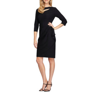 Alex Evenings Beaded Waist Cut-Out Neckline Sheath Dress